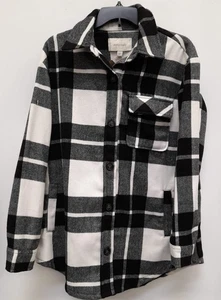 Eco Threads Men's Plaid Long Sleeve Button Down Heavyweight Black Size M Coat - Picture 1 of 6