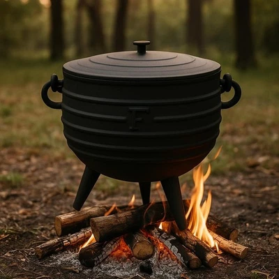 Cast Iron Pot with Lid & 3 Legs – 10L Capacity Outdoor BBQ Cooking Cauldron - Image 1 of 4