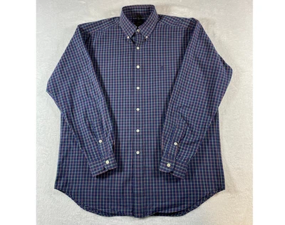 Camisa Ralph Lauren Blake Para Hombres Azul Marino A Cuadros Abotonada Manga Larga 100 Algodón M Foto 1 de 4