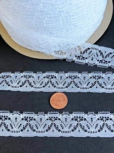 Vintage Lace Trim 1 inch wide 10 yards White Flowers Doll Clothes Crafts Lot 12 - Picture 1 of 5
