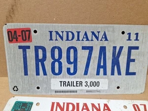 Indiana Trailer 3,000 License Plate - 2 available, 2007, 2011 - Picture 1 of 3