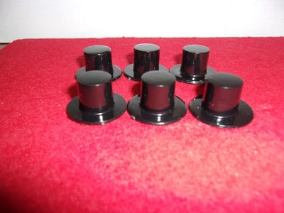 SNOWMAN MINI TOP HAT PLASTIC BLACK HATS 24MM X 15MM SET OF 6 - Image 1 of 2