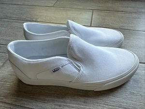 Vans Asher Canvas True White Sneaker Slip on Shoes Size 8.5 Womens Casual - Picture 1 of 6