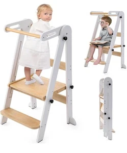 Foldable Toddler Kitchen Tower – Adjustable Montessori Stool for Kids - Picture 1 of 5