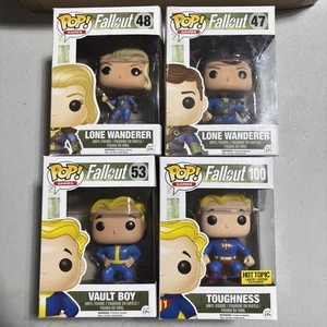 Funko Pop! Fallout Video Game Lot Lone Wanderer Man Female Vault Boy Toughness - Picture 1 of 5