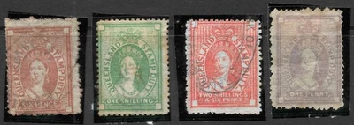 STAMPS-OUEENSLAND. 1871-72.  A Selection of  4 Postal Fiscals. Condition Varies. - Image 1 of 2