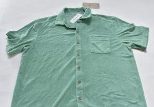 Tommy Bahama Men's Poolside Camp Shirt Terry Cloth Size S - Aqua Green - Pocket - Picture 1 of 3