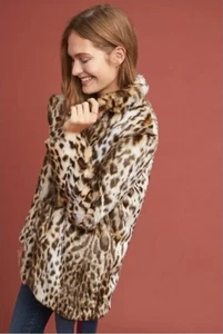 Neu mit Etikett Marrakesch Mirabeau Leopard Kunstfellmantel - Größe XS - Anthropologie - Bild 1 von 17