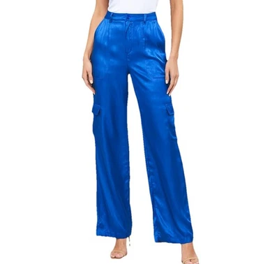 Брюки-карго YFB Young Fabulous & Broke атласные синие вискозная смесь женские маленькие - Изображение 1 из 4