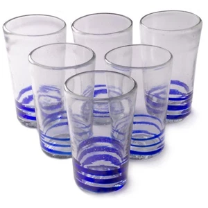 Orion Mexican Glassware Serpentine - Set of 6 (Blue, 18 oz Tall) - Picture 1 of 4