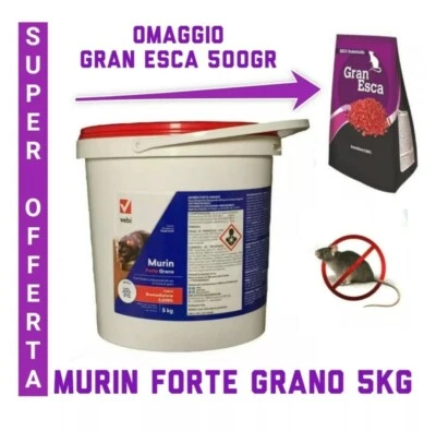 Vebi FORTE GRANO 5 kg - Veleno Esca Topicida Ratticida Topi Ratti + OMAGGIO