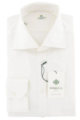 Luigi Borrelli White Solid Cotton Shirt - Slim - (YU) - Image 1 of 4