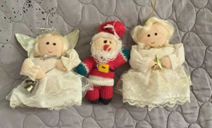 Plüsch Engel & Weihnachtsmann 6 Zoll Weihnachtsschmuck Vintage LESEN - Bild 1 von 8