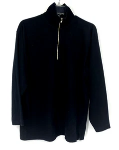 J Crew Mens 1/4 Zip Long Sleeve Pullover Sweater Size Large Black Cotton - Picture 1 of 8