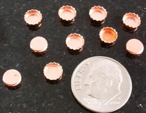 Bezel cups copper 5mm round machine made serrated edge 10 bezel cups BC023 - Picture 1 of 3