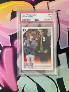 Justin Bieber & Drake 2010 Panini Bieber #145 Rookie (SHORT PRINT) PSA 6 - Bild 1 von 2