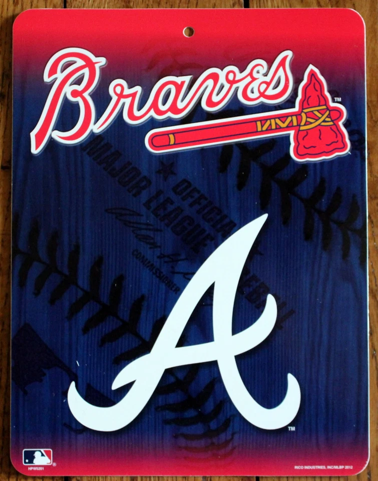 Licensed MLB Plastic Sign Atlanta Braves Wall Decor Baseball 11 X 8 1/2" - Image 1 of 1