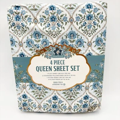Envogue Queen Sheet Set 4 Piece Floral Print Brushed Extra Softness - Image 1 of 4