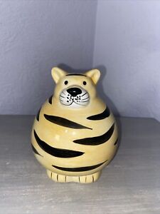 Boîte à monnaie en céramique gras chat/tigre 13 cm hauteur 10 cm diamètre