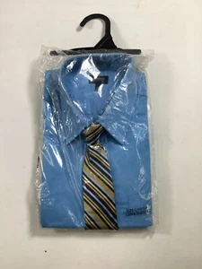 Boys Holiday Editions Blue Long Sleeve Button Up Dress Shirt W/Tie Large NEW! - Picture 1 of 5