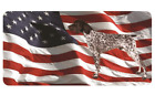 GERMAN SHORTHAIRED POINTER ON US FLAG USA MADE METAL LICENSE PLATE