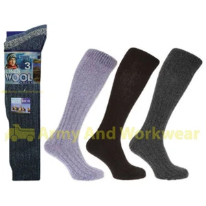 Mujer Lana Larga Grueso Costilla Térmico Punto Botas Calcetines Senderismo Esquí - Imagen 1 de 3