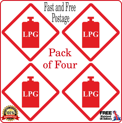WATERSHED DESIGNS LPG Warning Sign, Sticker - 100x100mm - Pack of 4 - Caravan, Camping Motor Home