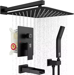 12 Inches Bathtub Shower Faucet Set All Metal Shower System with Tub Spout 1.8GP - Picture 1 of 9