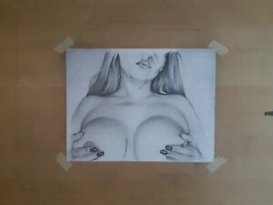Dessin original au crayon 8,5 x 11 pouces de femme nue réalisé par ARTuro