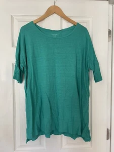 Eileen Fisher Größe XS 100 % Leinen kurzärmlig übergroßes Top grün - Bild 1 von 5