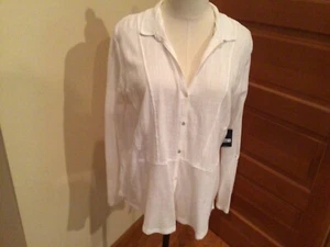 Lucky Brand long sleeve woman’s white buttondown NWT size L - Picture 1 of 14