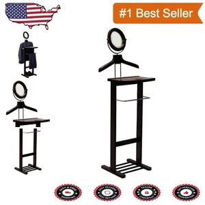 Elegant Free-Standing Wood Valet Stand with Mirror for Household Organization - Picture 1 of 11