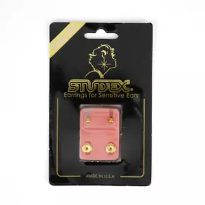STUDEX MINI (2mm) GP GOLD PLATED EAR PIERCING BALL STUDS - CARDED PAIR- E229CARD - Picture 1 of 1
