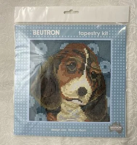 Beutron Tapestry Kit, BEAGLE 15cm x 15cm, Printed Canvas, Stranded Cotton Yarn - Imagen 1 de 1