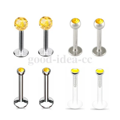 8X Crystal Ball Lip Monroe Labret Tragus Bar Ring Ear Studs Piercing Jewelry Set Foto 1 de 4