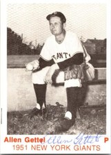 Allen Gettel autographed baseball card (1951 New York Giants) 1975 TCMA