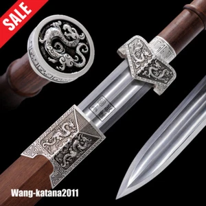 78CM Traditional Chinese Dragon Rosewood Sword Handmade Jian 龙凤剑 Manganese Steel - Picture 1 of 11