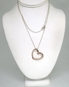 Collar colgante corazón cinta métrica oro sobre plata / cadena Dyadena 925 Italia - Imagen 1 de 4