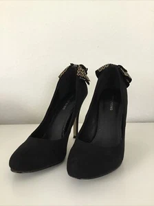 Call It Spring Tacones Altos Negros Talla 7.5 Terciopelo Decorativo Lazo Cóctel Formal - Imagen 1 de 11