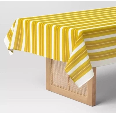 Tablecloth Yellow Striped - Threshold 60" x 84” 100% Cotton New - Image 1 of 2