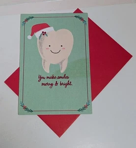 *NEU* Hallmark "Smiles Merry & Bright" Zahnarzt Weihnachtskarte & Umschlag  - Bild 1 von 3
