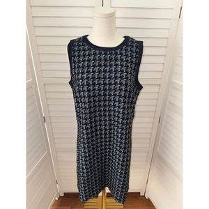 Ärmelloses Hahnentritt Kleid Damen schwarz blau Karriere Büro schick Gr. 10 - Bild 1 von 7