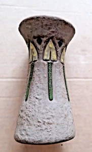 ROSEVILLE POTTERY VASE MOSTIQUE GRAY 1916 ARTS & CRAFTS YELLOW FLOWERS 6" - Picture 1 of 7