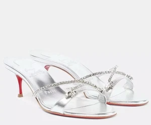 Christian Louboutin Iza Queen 55mm Jewel Crystal Strap Heels Size 39 / 9 - Picture 1 of 15