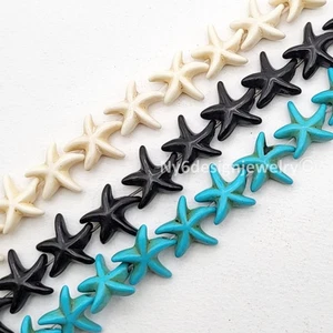 Carved Starfish Turquoise Howlite Beads 30x16mm – 14" Strand (35pcs) Zuni Style - Picture 1 of 30