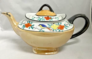 Tetera de porcelana de colección Elite Products Lusterware Japón pintada a mano pájaro y flores - Imagen 1 de 9