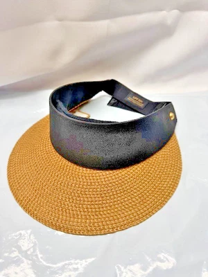 Eric Javits New York Woven Squishee Champ Visor Hat Black Natural UPF 50+ *New - Image 1 of 4