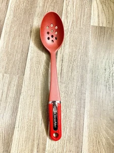 KitchenAid 14" Red Silver Nylon Plastic Cooking Serving Slotted Spoon Skimmer - Picture 1 of 8