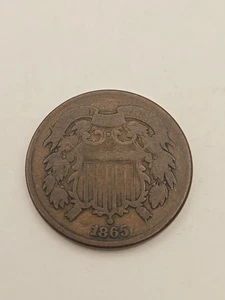 1865 2 Cent Piece US 2 Cent - Picture 1 of 6