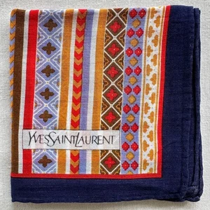 Mens Handkerchief Vintage Cotton Geometric & Vertical Striped Pocket Square 18" - Picture 1 of 3